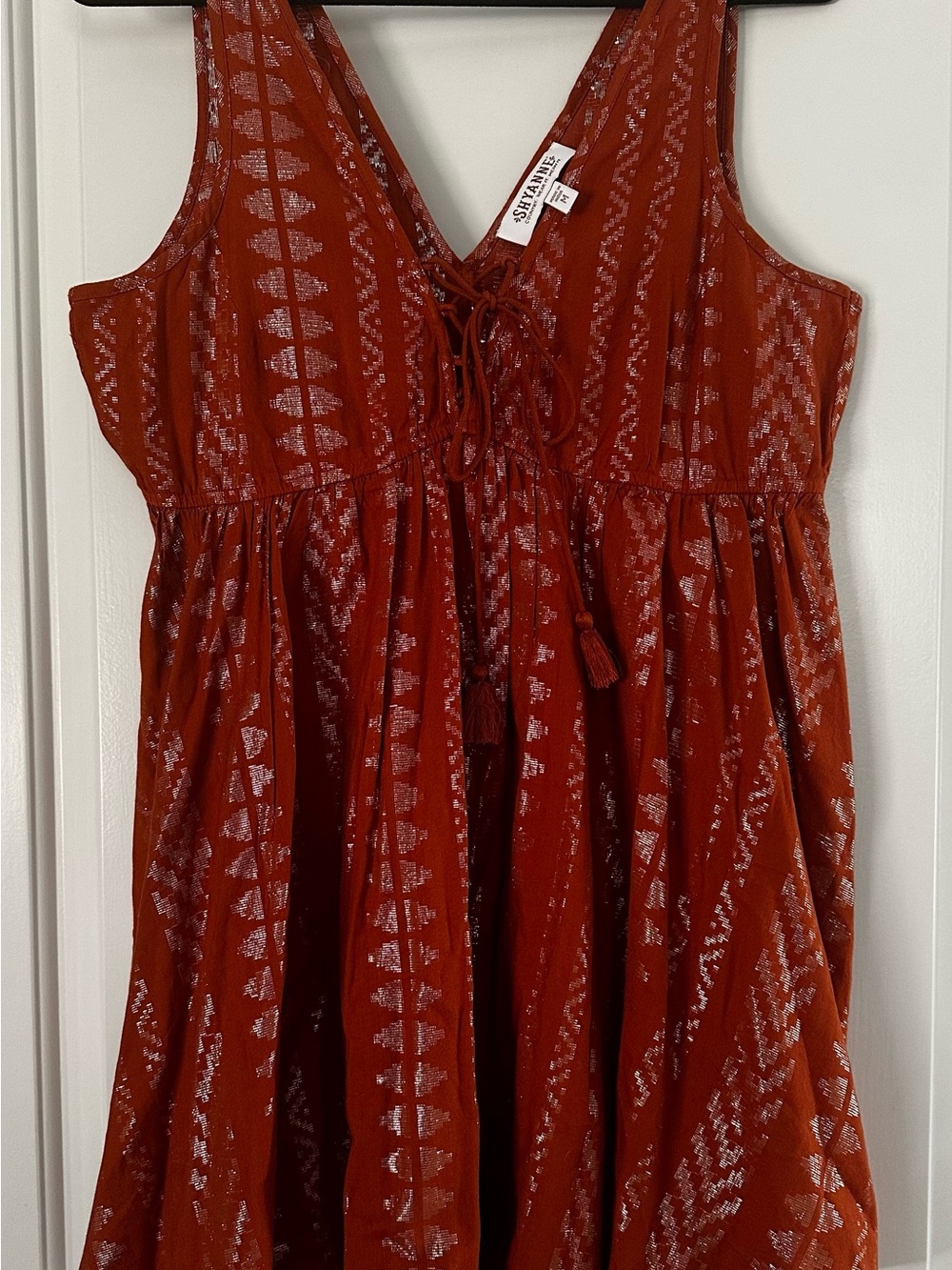 Shyanne Rust Red Sleeveless Tie-Front Tunic